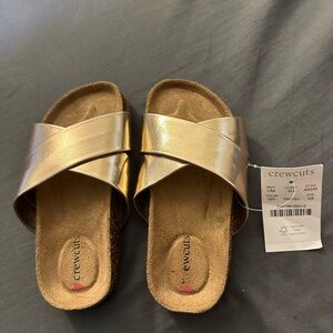 Crewcuts Gold Slide Sandals with Metallic Strap